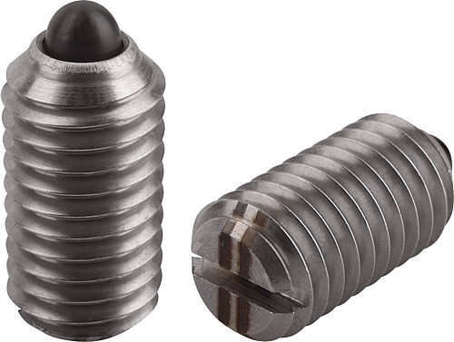 Kipp K0314.205 FEDERNDES DRUCKSTÜCK  M5      EDELSTAHL, BOLZEN, VERSTÄRKTE - KIPP K0314 Federnde Druckstuecke mit Schlitz und Dr