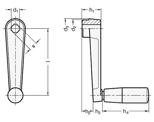 Ganter 471-100-B12 HANDKURBEL - GN 471 Handkurbeln - Aluminium-Skizze