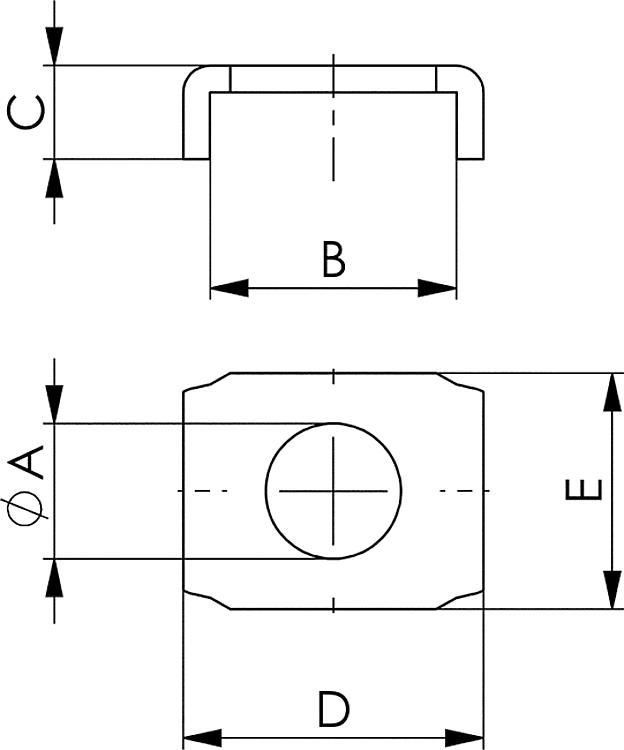 AMF 6887B-1+2 U-Scheibe, Größe : 1+2, ØA: 6,3, B: 11,5, C: 4,4 - LE 6887B U-Scheibe-Skizze