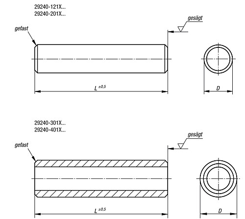 Norelem 29240-121X0400 SÄULE EDELSTAHL, D=12, L=400 - Norelem 29240 Saeulen Edelstahl