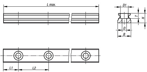 Norelem 21425-1515X0790 MINIATUR PROFILFÜHRUNGSSCHIENE, EDELSTAHL, L=790 MM - Norelem 21425 Miniatur Profilfuehrungsschienen Edelstahl