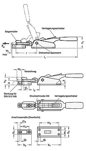 Ganter 858-1400-T5 Verschlussspanner mit Verriegelung - GN 858 Verschlussspanner mit Verriegelung-Skizze