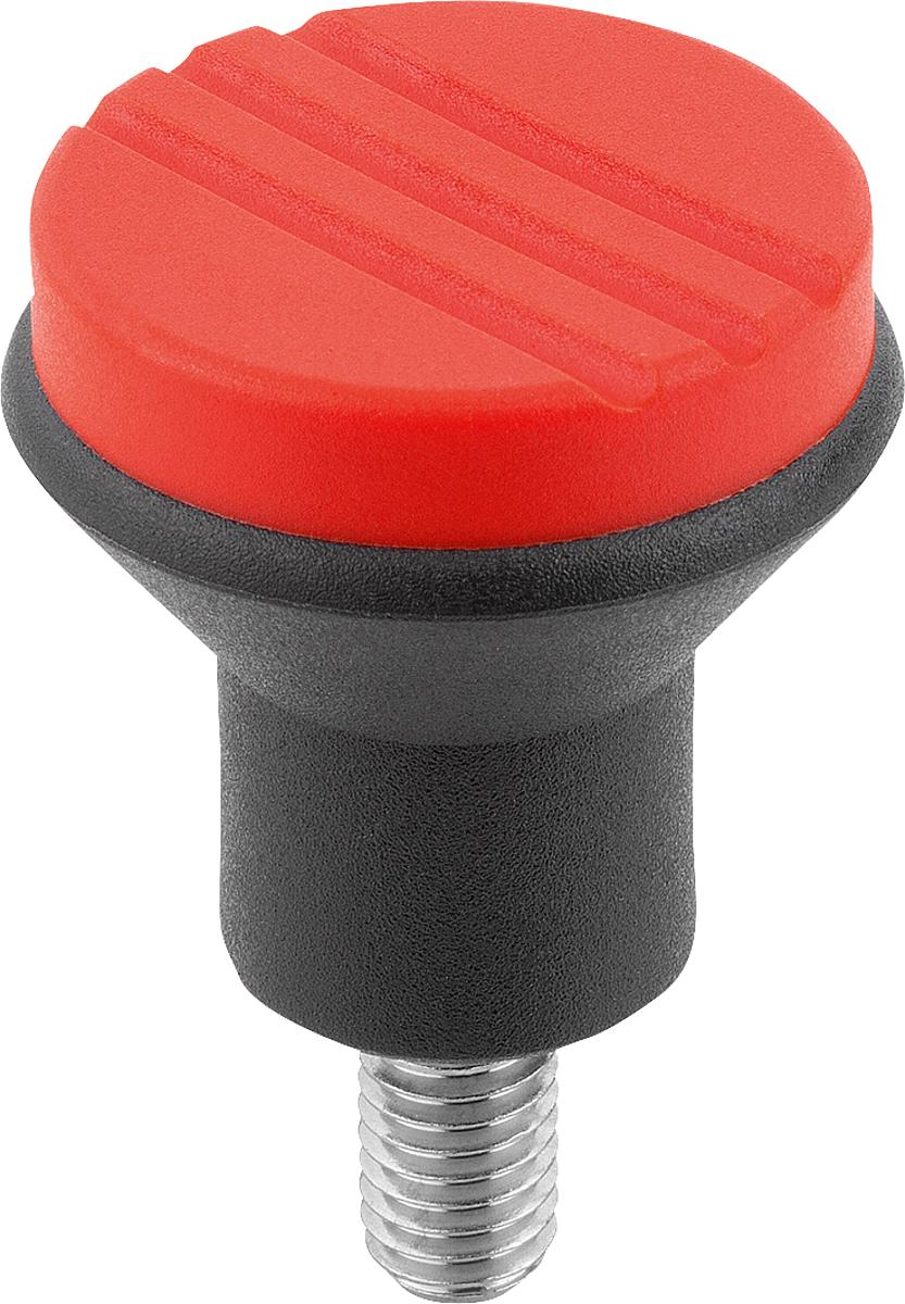 Norelem 06242-0046X10 NOVO.GRIP PILZKNOPF GR.1  M4X10    EDELSTAHL, DECKEL VERKEHRSROT - 06242-0046X10 NOVO-GRIP PILZKNOPF GR-1  M4X10    EDELSTAHL - DECKEL VERKEHRSROT