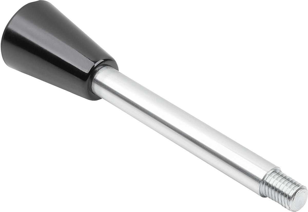 Norelem 06360-1708X35 GRIFFSTANGE M06, L=35, D=8, FORM:B OVALKNOPF, EDELSTAHL BLANK, KOMP:DUROPLAST SCHWARZ HOCHGLANZPOLIERT - 06360-1708X35 GRIFFSTANGE M06-L 35-D 8-FORM B OVALKNOPF-EDELSTAHL BLANK-KOMP DUROPLAST SCHWARZ HOCHG