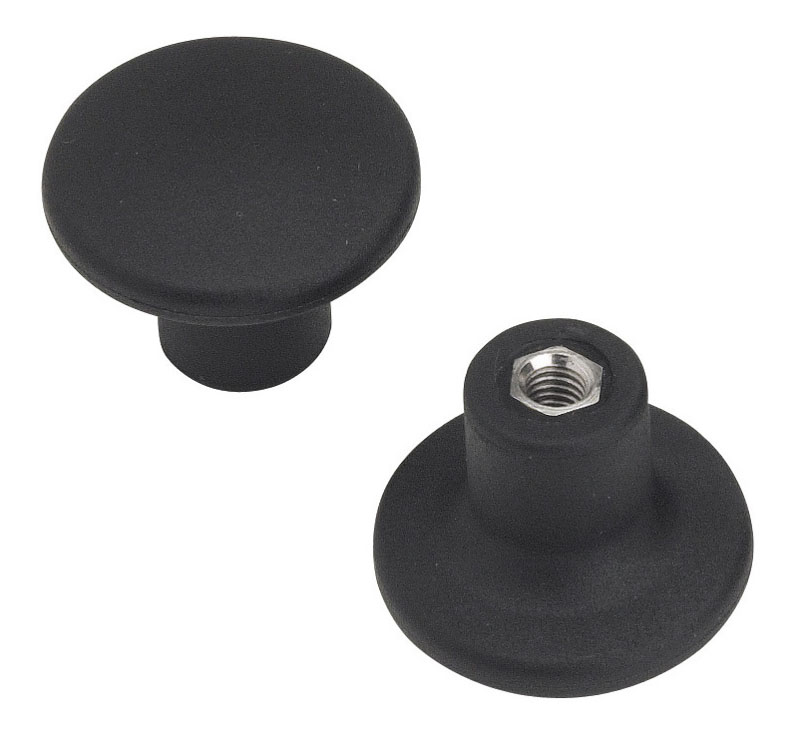 Leschhorn I117c Pilzgriffe  D 45; d 21; Gewinde d1 M12; Kunststoff PA, schwarz, - LE I117c Pilzgriffe-EcoLine-Abbildung