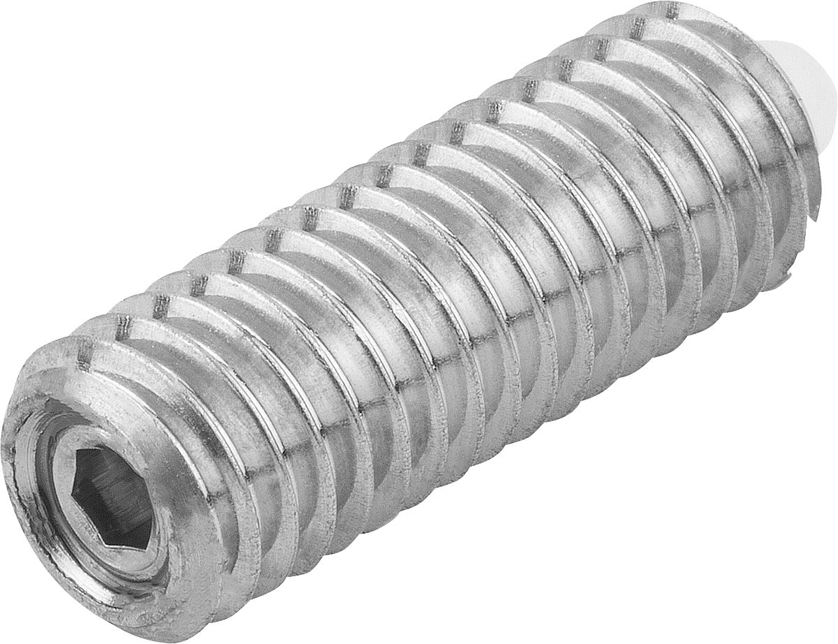 Norelem 03058-03 FEDERNDES DRUCKSTÜCK  M3      EDELSTAHL, BOLZEN KUNSTSTOFF - 03058-03 FEDERNDES DRUCKSTUECK  M3      EDELSTAHL - BOLZEN KUNSTSTOFF