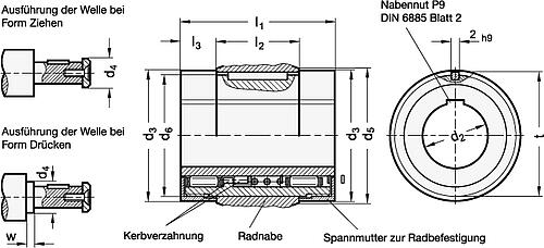 Ganter 000.5-1-K12 KUPPLUNGSSATZ - GN 000-5 Kupplungssaetze fuer Sicherheits Handraeder-Skizze