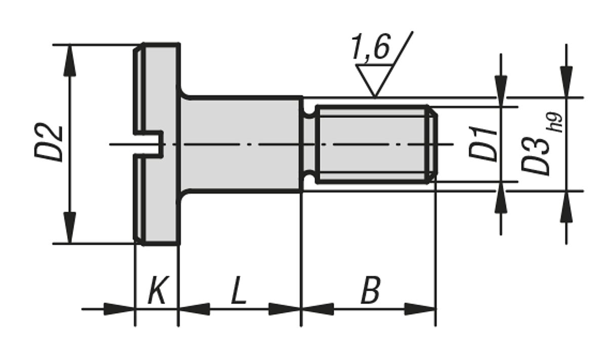 DIN 923 07530-08 FLACHKOPFSCHRAUBE  BR, D1=M8, L= 12 mm - DIN 923 Flachkopfschrauben mit Schlitz und Ansatz   - Massblatt