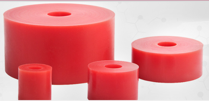 WOCO 100300-U90 Elastomerfeder PUR Urelast rund, rot 92° Shore A, AußenØ 100 mm, InnenØ 21,0; Länge 300 mm - LE 70008 Elastomer Feder PUR