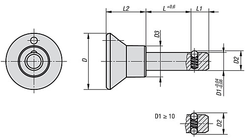 Norelem 03195-2506010 STECKBOLZEN MIT GEFEDERTER KUGEL, D1=6, L=10 - Norelem 03195 Steckbolzen