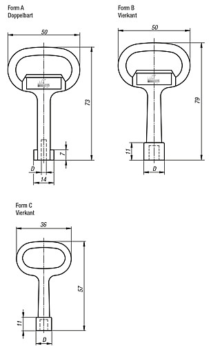 Kipp K0535.43 STECKSCHLÜSSEL FÜR DREHRIEGEL DOPPELBART 3 MM - KIPP K0535 Steckschluessel fuer Drehriegel