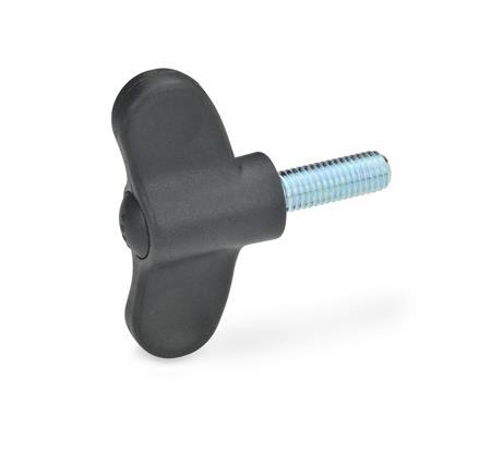 Ganter 633-55-M8-20-DSG ELESA FLÜGELSCHRAUBE, KAPPE SCHWARZGRAU - GN-633-Fluegelschrauben-Kunststoff-DSG-schwarzgrau-RAL-7021-matt