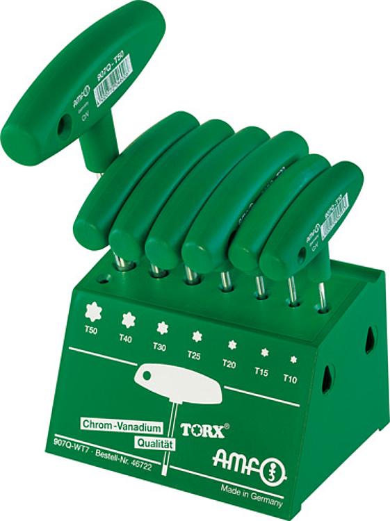 AMF 907Q -WT 7 TORX-Werkstattständer, Inhalt: TORX x Klingenlänge L1: T10x100, T15x100, T20x100,T25x100, T30x100, T40x100, T50x150 - LE 907Q-WT7 TORX-Werkstattstaender-Abbildung