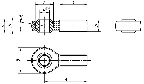 Norelem 27627-105 IGUBAL? GELENKKOPF, M. GLEITLAGERUNG   RECHTS - Norelem 27627 igubal Gelenkkoepfe mit Gleitlagerung Aussengewinde