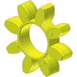 KTR 19-64D-grün T-PUR Zahnkranz für drehelastische Kupplungen ShoreA (alt Farbe natur weiß mit grüner Zahnmarkierung), für Kupplung Gr. 19 - LE09100 Zahnkranz-GELB