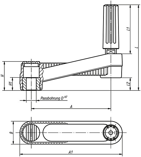 Kipp K0659.3108 NOVO.GRIP HANDKURBEL ZYL.GRIFF DREHBAR, GR.1, A=80, D=8H7 - KIPP K0659-PBON Handkurbeln mit Zylindergriff dreh