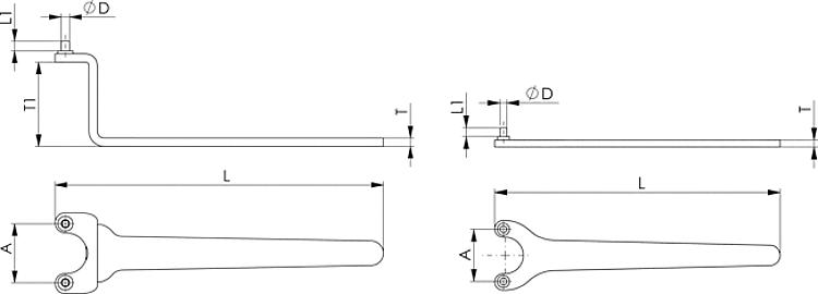 AMF 3116AD-30x 4 Zweilochmutterndreher, ØD*: 4, A: 30, L: 164 - DIN 3116 Zweilochmutterndreher-Skizze