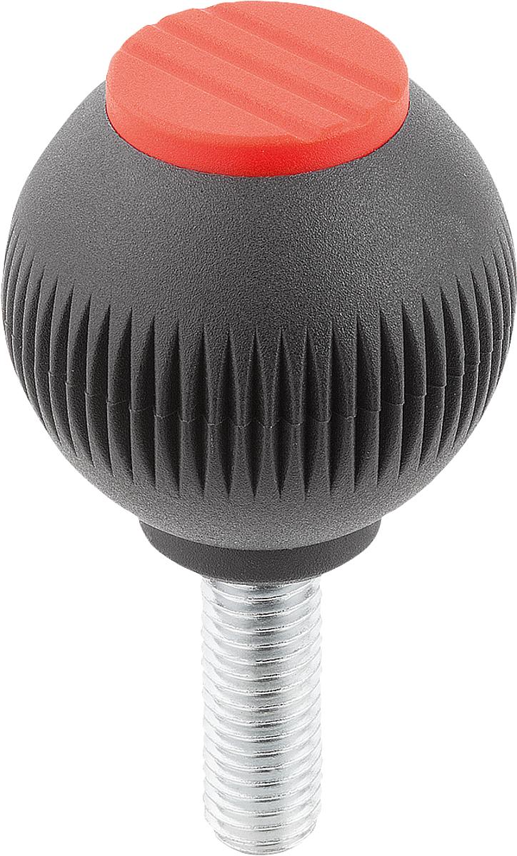 Kipp K0253.4106X30 NOVO.GRIP GRIFFKUGEL GR.4, D=50, M10X30, DECKEL VERKEHRSROT - K0253-4106X30 NOVO GRIP GRIFFKUGEL GR 4 - D 50 - M10X30 - DECKEL VERKEHRSROT