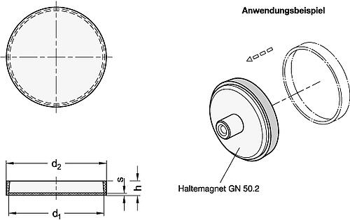 Ganter 70.2-NBR-20-SW Gummikappen, für Haltemagnete - GN 70-2 Gummikappen - fuer Haltemagnete-Skizze