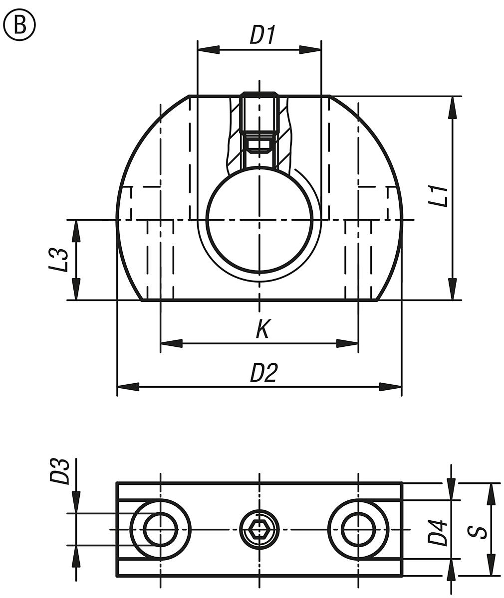 Norelem 03099-216 HALTESTÜCK FÜR SPERRRIEGEL FORM B, M16 - NLM 03099-B Haltestuecke Form B - Massblatt