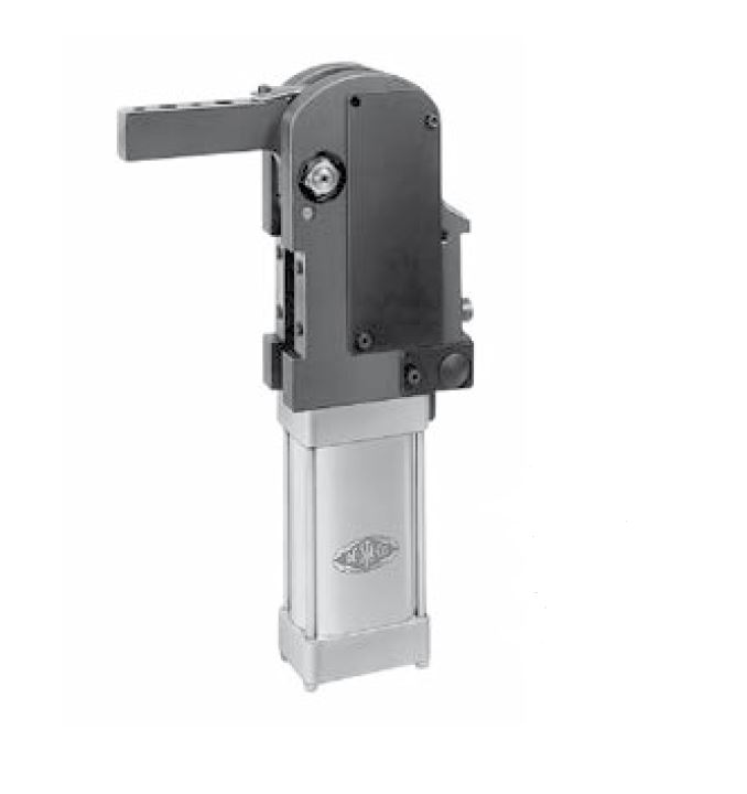 DESTACO 82E40-1010000 Automations-Kraftspanner Haltemoment max. 350 Nm, Spannmoment max. 80 Nm, Öffnungswinkel 135°, Zylinder Ø40, Spannposition horizontal, Ohne Abfragung - Destaco 82E40-1 82E50-1 82E63-1 Automations-Kraftspanner schmale Bauform - Ohne Handhebel -