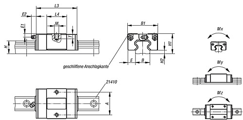 Norelem 21406-15004801 FÜHRUNGSWAGEN KOMPAKT, KURZ, - Norelem 21406 Fuehrungswagen kompakt - kurz