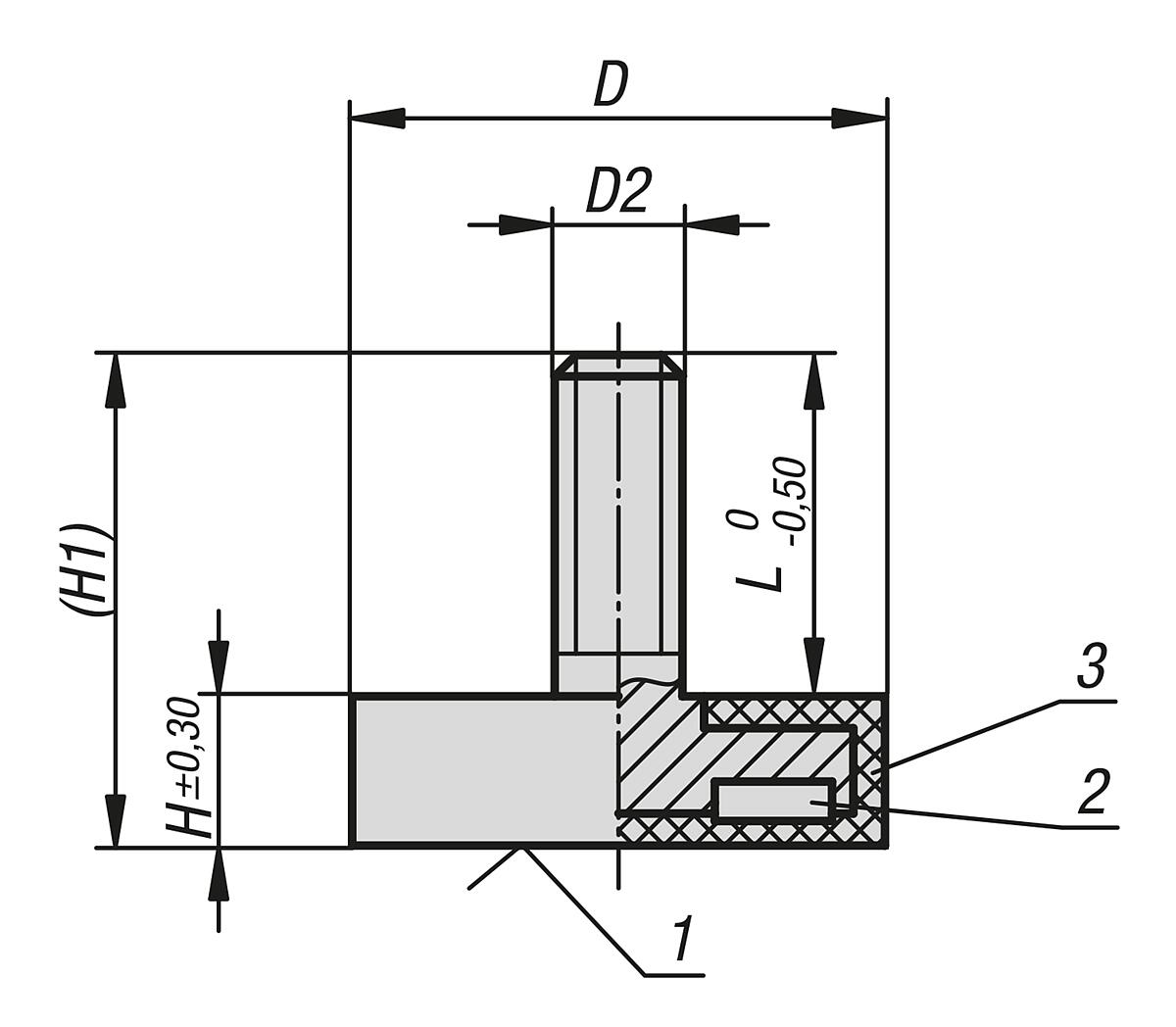 Kipp K0564.03 FLACHGREIFER MIT GEWINDEZAPFEN AUS NEODYM, MIT GUMMISCHUTZMA - K0564 Flachgreifer mit Gewindezapfen aus NdFeB - mit Gummischutzmantel - Massblatt