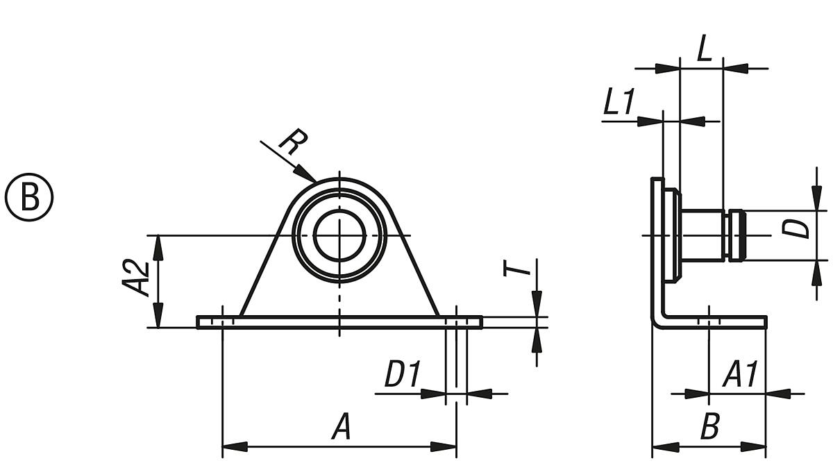 Norelem 27657-10616 WINKELBESCHLAG FORM B D=6 - NLM 27657-B Winkelbeschlaege B - Massblatt