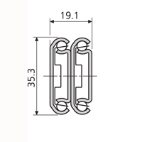 Accuride DZ0305-0018 Teleskopschienen 100% Überauszug, 19,1x35,3, SL 457, TR 479,5, 70kg, hell verzinkt - 0305 Accuride Teleskopschiene Profil