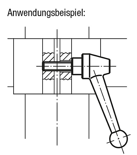 Kipp K0121.1110X25 STAHLKLEMMHEBEL GR.1  M10X25  EDELSTAHL - KIPP K0121 Klemmhebel Edelstahl mit Aussengewinde