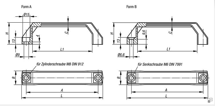 Norelem 06904-1120081 BÜGELGRIFF FORM A, A=120, SCHWARZ - Norelem 06904-A Buegelgriffe - Form A und B