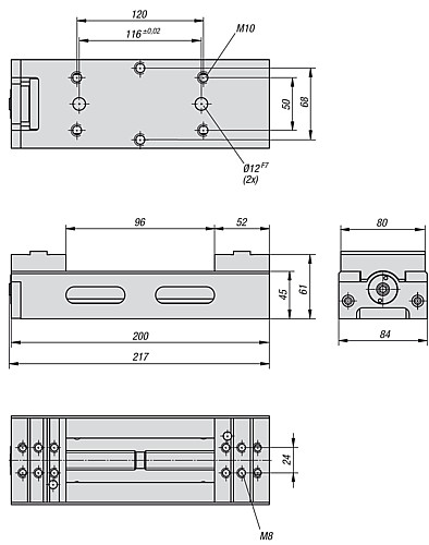 Kipp K0586.080200 ZENTRISCH SPANNER ZS 80 L=200 , B=80 - KIPP K0586 Zentrisch Spanner Backenbreite 80 mm