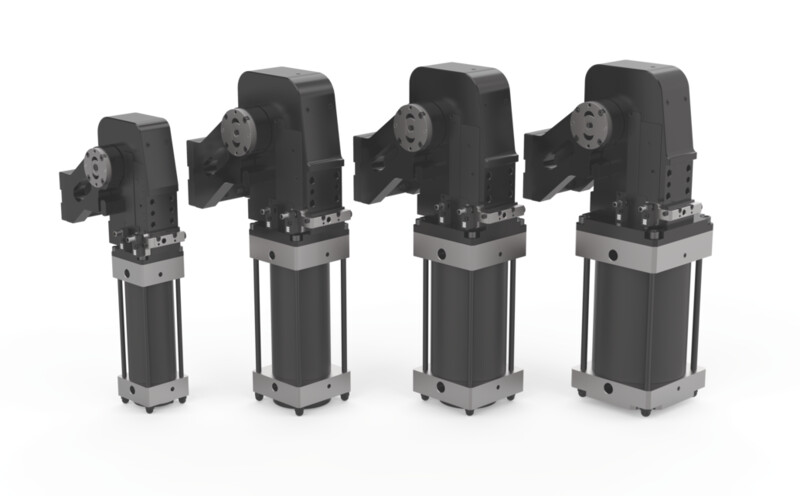 DESTACO RFM100.2-29OPXPGZ Schwenkeinheit, RCM - mit integrierter Verriegelung, Zylinder 100mm Bohrung, Öffnungswinkel 29°, O - horizontal, PX - Näherungsschalter: Links, P - Pepperl+Fuchs, G-Anschluss, Z - Anschluss, hinten - DESTACO RFM-Serie Pneumatische Schwenkeinheiten - einstellbar - Gruppe