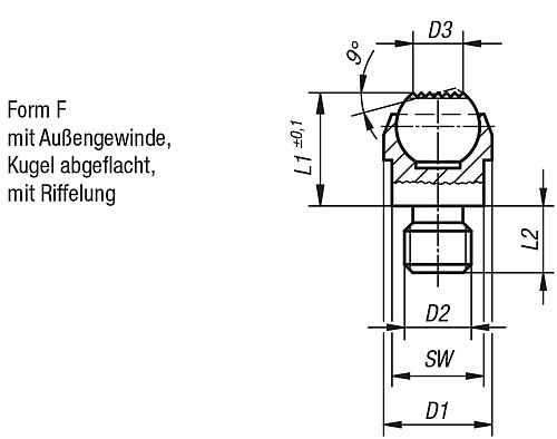 Kipp K0282.308 PENDELAUFLAGE FORM F  M8, - KIPP K0282-F Pendelauflagen Form F