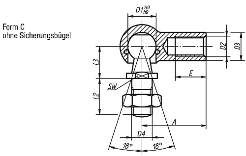 Norelem 27650-0805 Winkelgelenke Form C, - Norelem 27650-C Winkelgelenke DIN 71802 Form C