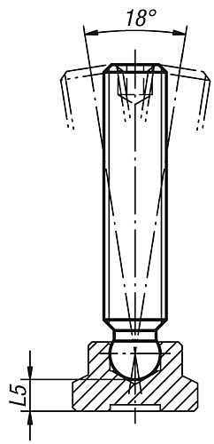 Kipp K0391.06X30 GEWINDESTIFT MIT KUGELDRUCKZAPFEN, D1=M6, L1=30 - KIPP K0391 Gewindestifte mit Kugeldruckzapfen