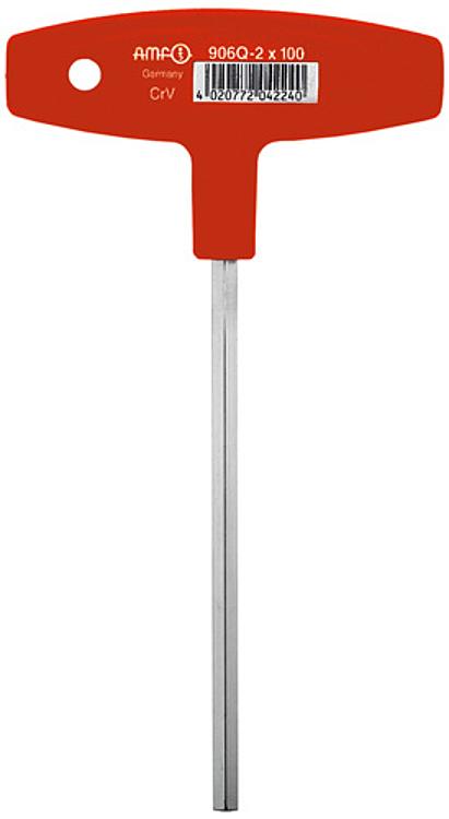 AMF 906Q- 2  X100 Sechskantschraubendreher (mm) mit Quergriff, SW: 5/64 Zoll, B: 80, L: 125 - LE 906Q Sechskantschraubendreher -mm- mit Quergriff-Abbildung