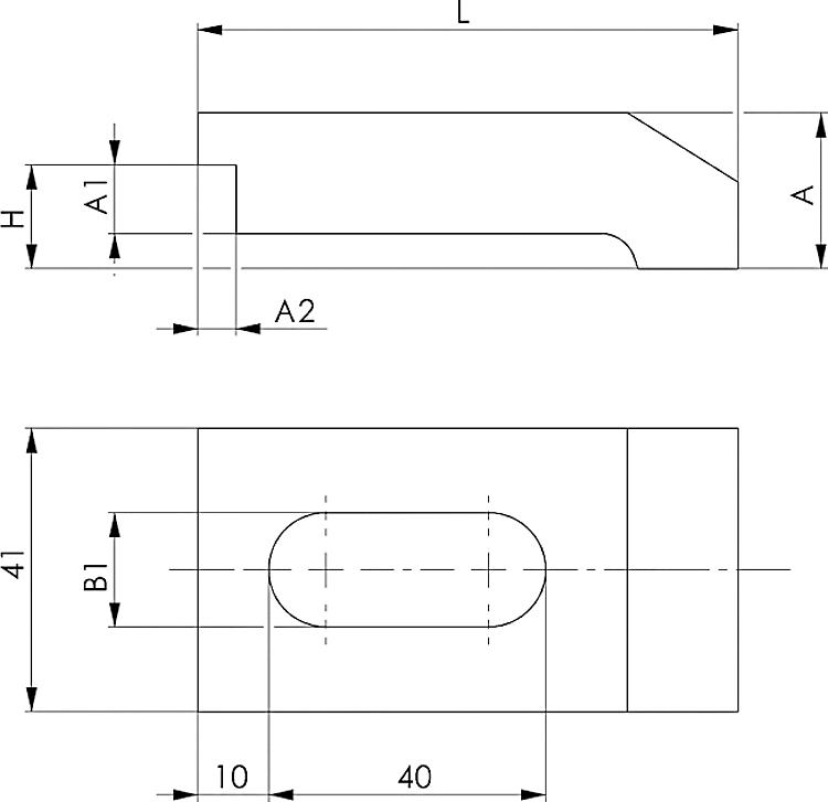 AMF 6325 Spannpratze für Maschinenschraubstöcke, Paar, A1xA2: 10x5,5, A: 22,5, B1: 16,5 - LE 6325 Spannpratze fuer Maschinenschraubstoecke - Paar-Skizze