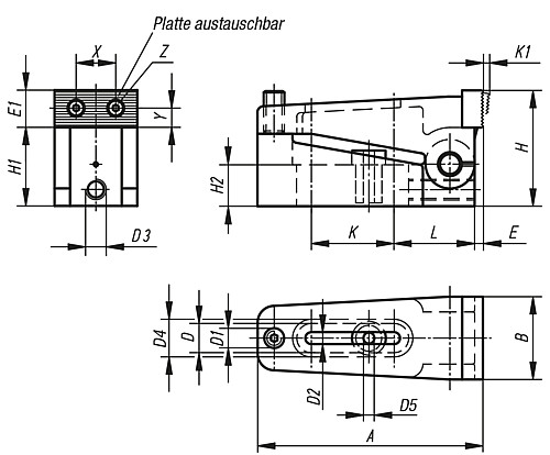 Kipp K0033.006 NIEDERZUGSPANNER D1=M6 - KIPP K0033 Niederzugspanner