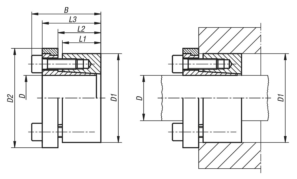 Norelem 23352-2550 KONUS SPANNRING FORM C, D=25, D1=50 - NLM 23352 Konus Spannringe Form C - Massblatt
