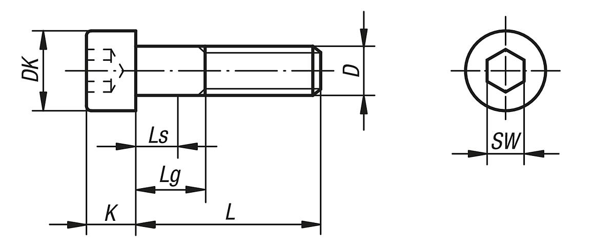 Kipp K0869.112X20 LE71450 ZYLINDERSCHRAUBE DIN 912,     EDELSTAHL, D=M12, L=20 - DIN 912 - ISO 4762 Zylinderschrauben mit Innensechskant - Massblatt