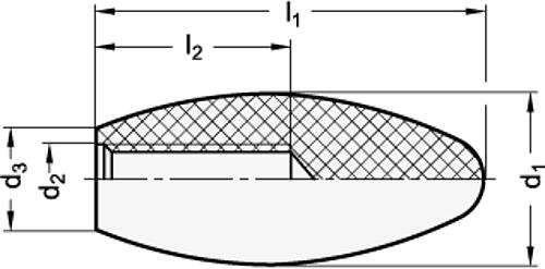 Ganter 201-14-M5 AUFSTECKGRIFF - GN 201 Aufsteckgriffe - Kunststoff-Skizze