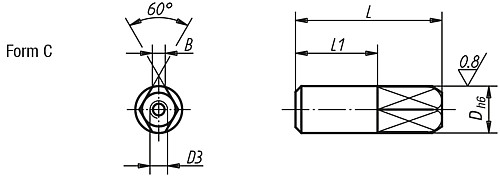 Norelem 03105-082 AUFNAHMEBOLZEN ABZIEHBAR  FORM C, D=8 - Norelem 03105-C Aufnahmebolzen abziehbar Form C