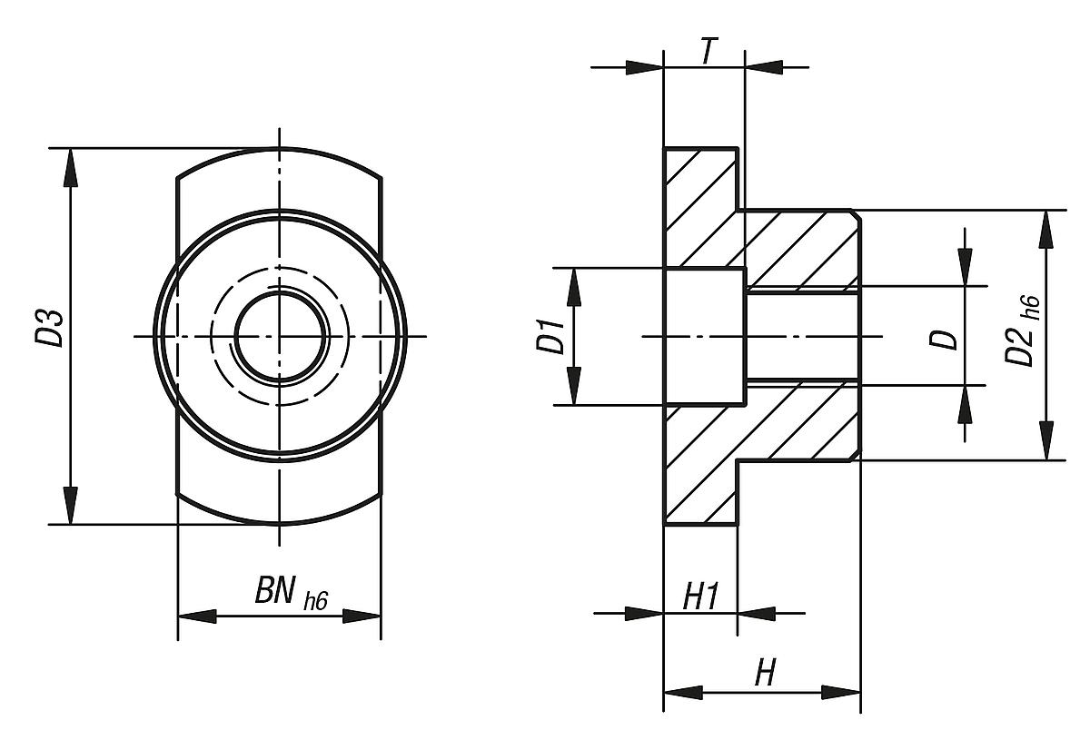 Norelem 03270-18 NUTENSTEIN B=18, - NLM 03270 Nutensteine  mit zylindrischer Fixierung - Massblatt