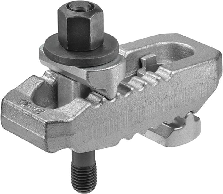 AMF 6312VS-13 "Krokodil" Spannpratze, komplett mit DIN 6379, Spannkraft max.*: 30 kN, Spannschraube   DIN 6379  : M12x100, H1: 0-30 - LE 6312V Krokodil Spannpratze mit Gegenhalter - verstellbar-Abbildung