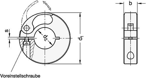 Ganter 704-75-B38 Schnellspann Klemmringe, Aluminium - GN 704 Schnellspann Klemmringe - Aluminium-Skizze