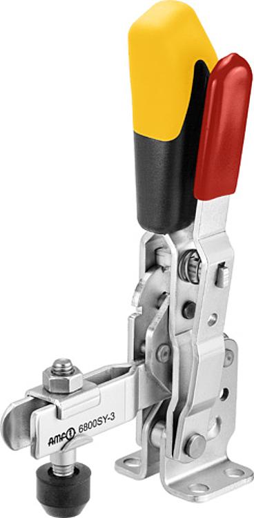 AMF 6800SY-2 Senkrechtspanner mit gelbem Handgriff und Sicherheitsverriegelung, Größe : 2, F1: 1,0 kN, F2: 1,2 kN - LE 6800SY Senkrechtspanner mit gelbem Handgriff und Sicherheitsverriegelung-Abbildung