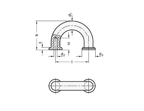 Ganter 224.3-10-40-B3,5-GR Fingergriffe, Kunststoff - GN-224-3-Fingergriffe-Kunststoff-Skizze