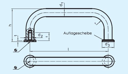 Halder 24310.0130 Bügelgriff mit Auflagescheibe Ø 10 x 100, Stahl verchromt - EH 24310 Buegelgriffe mit Auflagescheibe