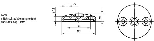 Kipp K0416.30801 TELLER F. GELENKFU? FORM C, - KIPP K0416-C Teller fuer Gelenkfuesse aus Zinkdruckgu